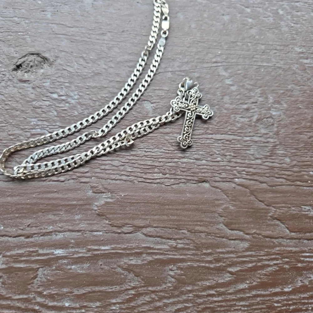 Sterling Silver Cross Pendant Necklace - Silver